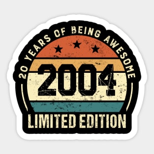 Vintage 2004 Retro 20th Birthday Gift Idea Sticker